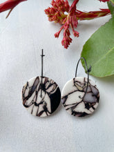Load image into Gallery viewer, Black &amp; white howlite hoops #1
